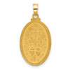 14K Yellow Gold Satin and Polished Miraculous Medal Oval Solid Pendant