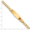 8" 14k Yellow Gold Medical Soft Diamond-Shape Red Enamel Curb Link 5.9mm ID Bracelet XM578FC-8 with Free Engraving