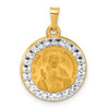 14K Yellow Gold and White Rhodium-plating Hollow Sacred Heart of Jesus Medal Pendant