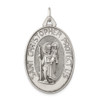 Sterling Silver Antiqued Satin St. Christopher Medal Pendant