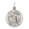 Sterling Silver Antiqued Saint Francis Medal Pendant QC5724