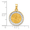 14K Yellow Gold with White Rhodium-plating Hollow St. Michael Medal Pendant