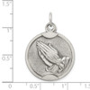 Sterling Silver Antiqued Praying Hands Medal Pendant