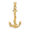10K Yellow Gold Anchor w/Rope Pendant 10K3091
