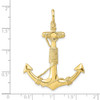 10K Yellow Gold 3-D Solid Anchor with Rope Pendant