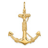 10K Yellow Gold 3-D Solid Anchor with Rope Pendant