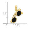10K Yellow Gold 3-D Black Enameled Moveable Sunglasses Pendant