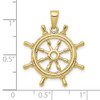 10K Yellow Gold 3D Ships Wheel Pendant