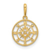 14K Yellow Gold Polished CZ Compass Pendant