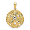 10k Two Tone Gold Sand Dollar w/ Starfish Pendant