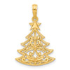 14K Yellow Gold Polished Fancy Scrolled Christmas Tree Pendant