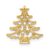 14K Yellow Gold Polished CZ Christmas Tree Chain Slide Pendant