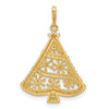 14K Yellow Gold Polished Green and White CZ Christmas Tree Pendant