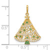 14K Yellow Gold Polished Green and White CZ Christmas Tree Pendant