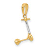 14K Yellow Gold and White Rhodium-plating Diamond-cut 3D Scooter Pendant