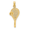10K Yellow Gold w/Rhodium-plating Polished Tennis Racquet Pendant