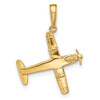 10K Yellow Gold 3-D Low-Wing Airplane Pendant