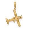 10K Yellow Gold 3-D High-Wing Airplane Pendant