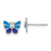 Sterling Silver Rhodium-plated Polished & Enameled Butterfly Childrens Earrings Ring & Pendant Set