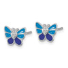 Sterling Silver Rhodium-plated Polished & Enameled Butterfly Childrens Earrings Ring & Pendant Set