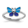 Sterling Silver Rhodium-plated Polished & Enameled Butterfly Childrens Earrings Ring & Pendant Set