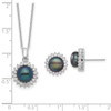Sterling Silver Rhodium-plated 8-9mm Black Freshwater Cultured Pearl CZ Earrings/Necklace Set