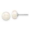 Sterling Silver Rhodium-plated Freshwater Cultured Pearl Necklace/Stud Earrings Set