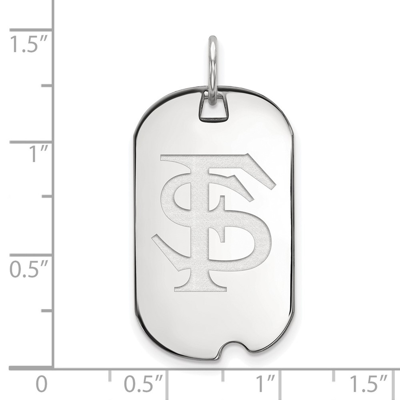 Sterling Silver Rhodium-plated LogoArt Florida State University F-S Small Dog  Tag Pendant - Wellness Marketer Jewelry