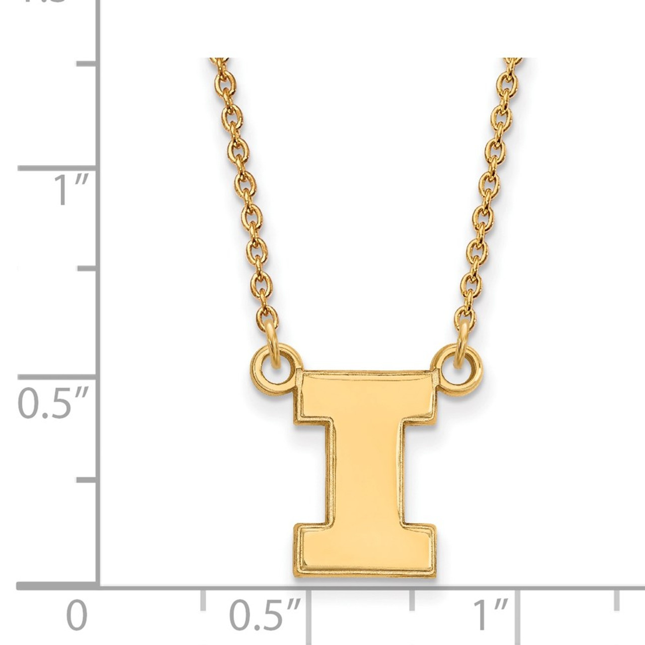 14k Gold LogoArt University of Illinois Letter I Small Pendant 18 inch  Necklace - Wellness Marketer Jewelry