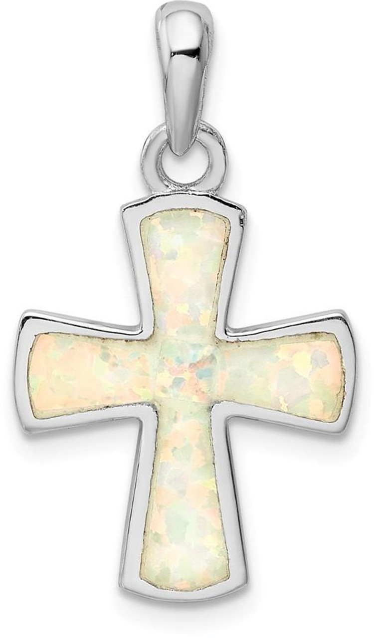 Cross Rosary / Cross Pendant 925 Sterling Silver, Created Opal