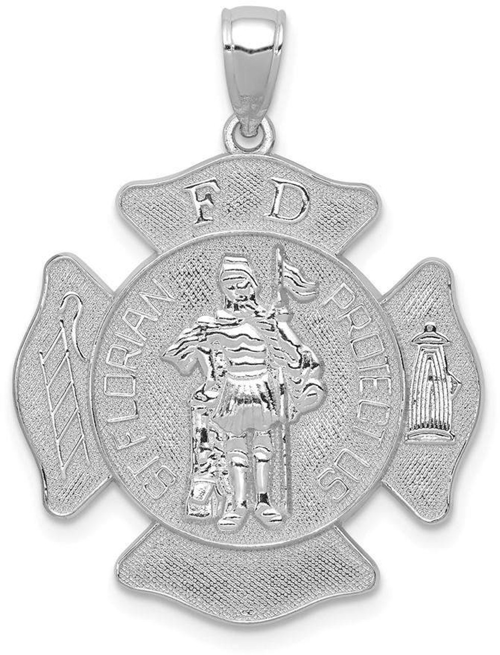 14k White Gold Large St. Florian Badge Pendant - Wellness Marketer