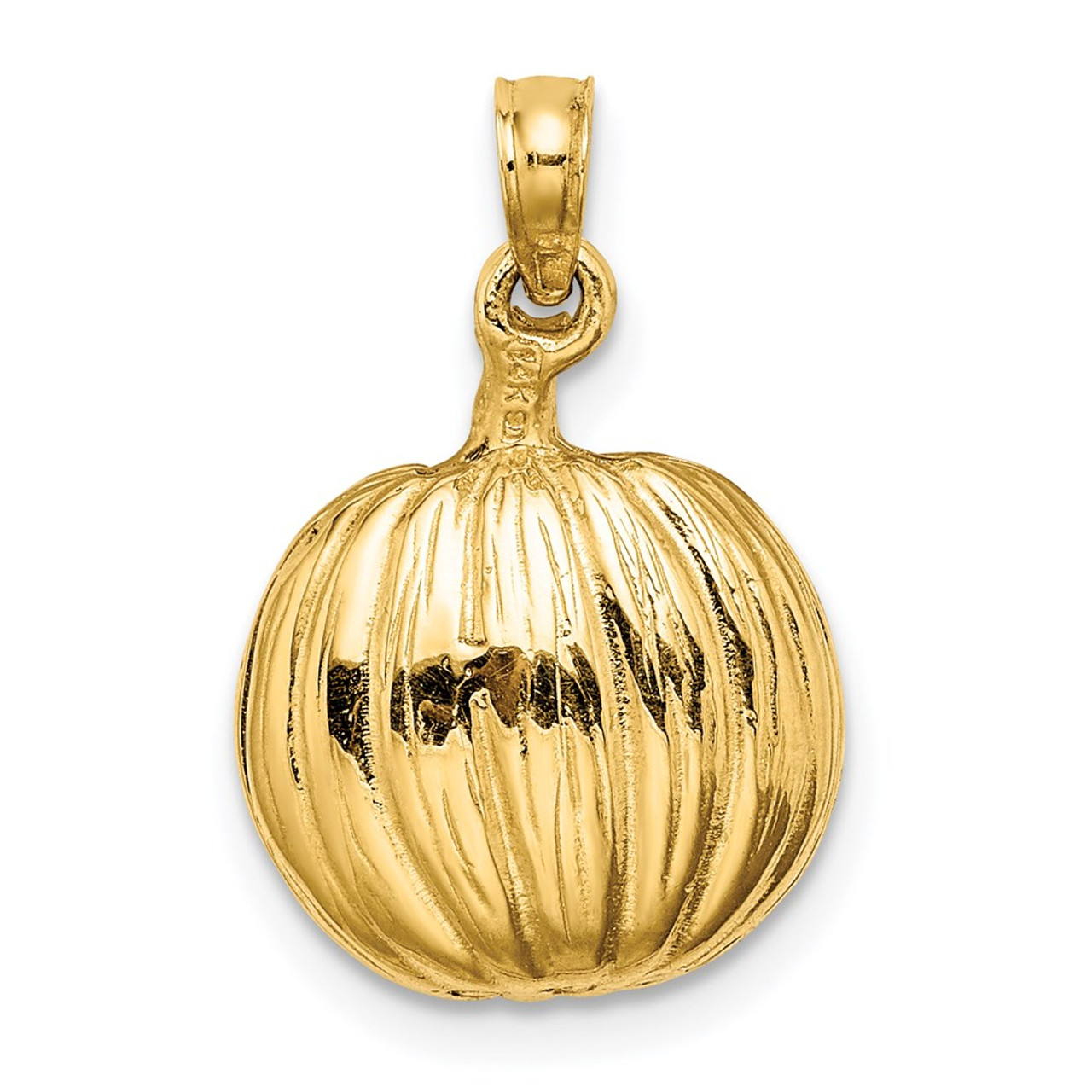 14K Yellow Gold 3-D Enameled Jack-O-Lantern Trick or Treat Bag Charm