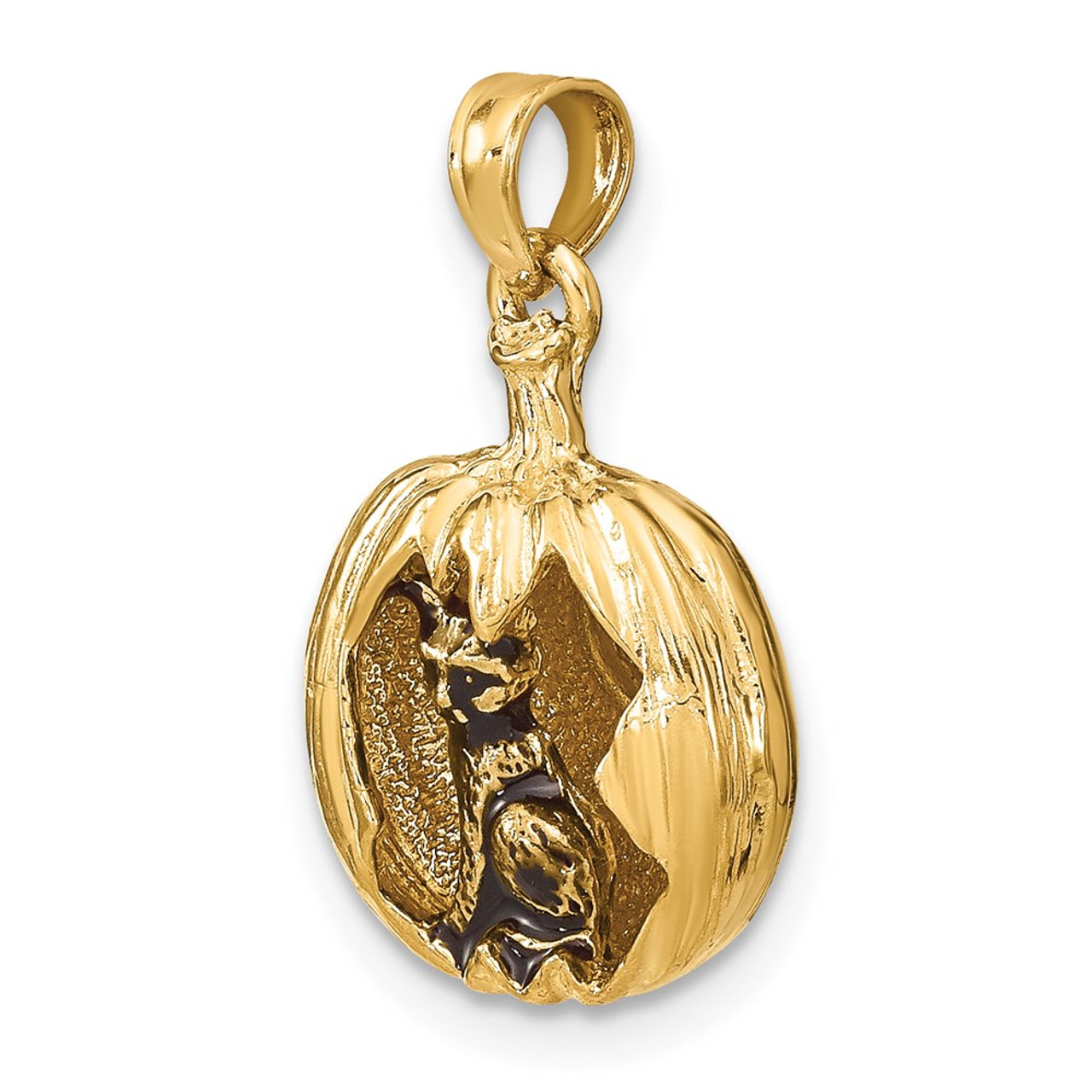 14K Yellow Gold 3-D Enameled Jack-O-Lantern Trick or Treat Bag Charm