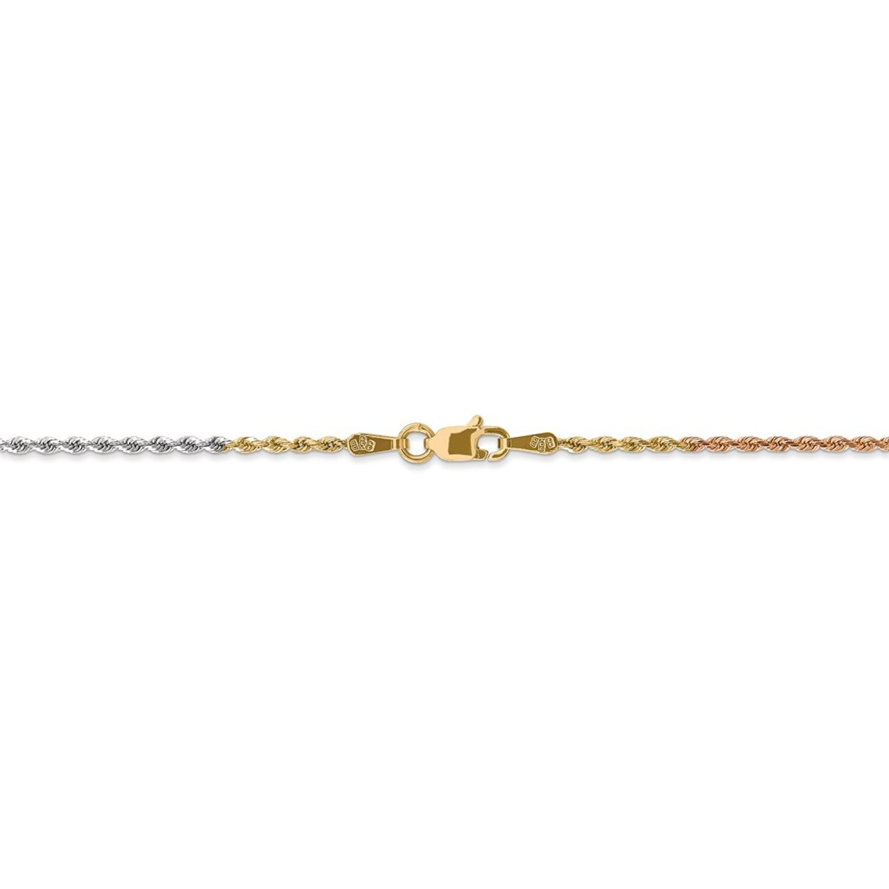 14K Gold TriColor 1.5mm Diamond Cut Rope Chain Bracelet Jewelry 7-