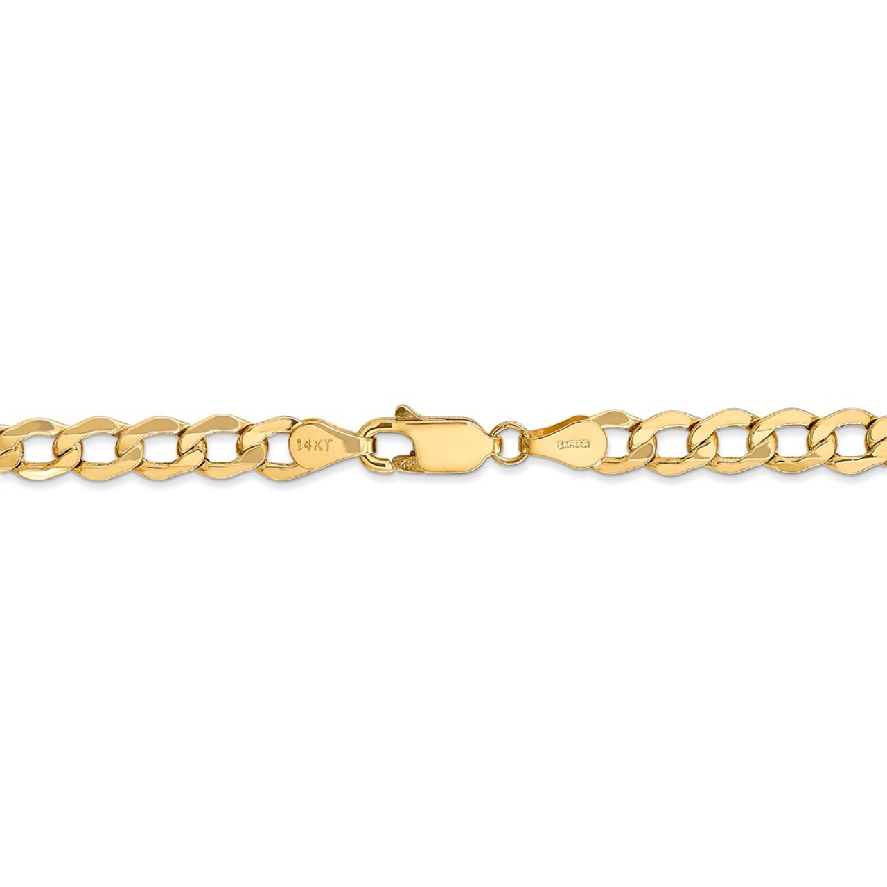 Solid Curb Chain Necklace 14K Yellow Gold 18