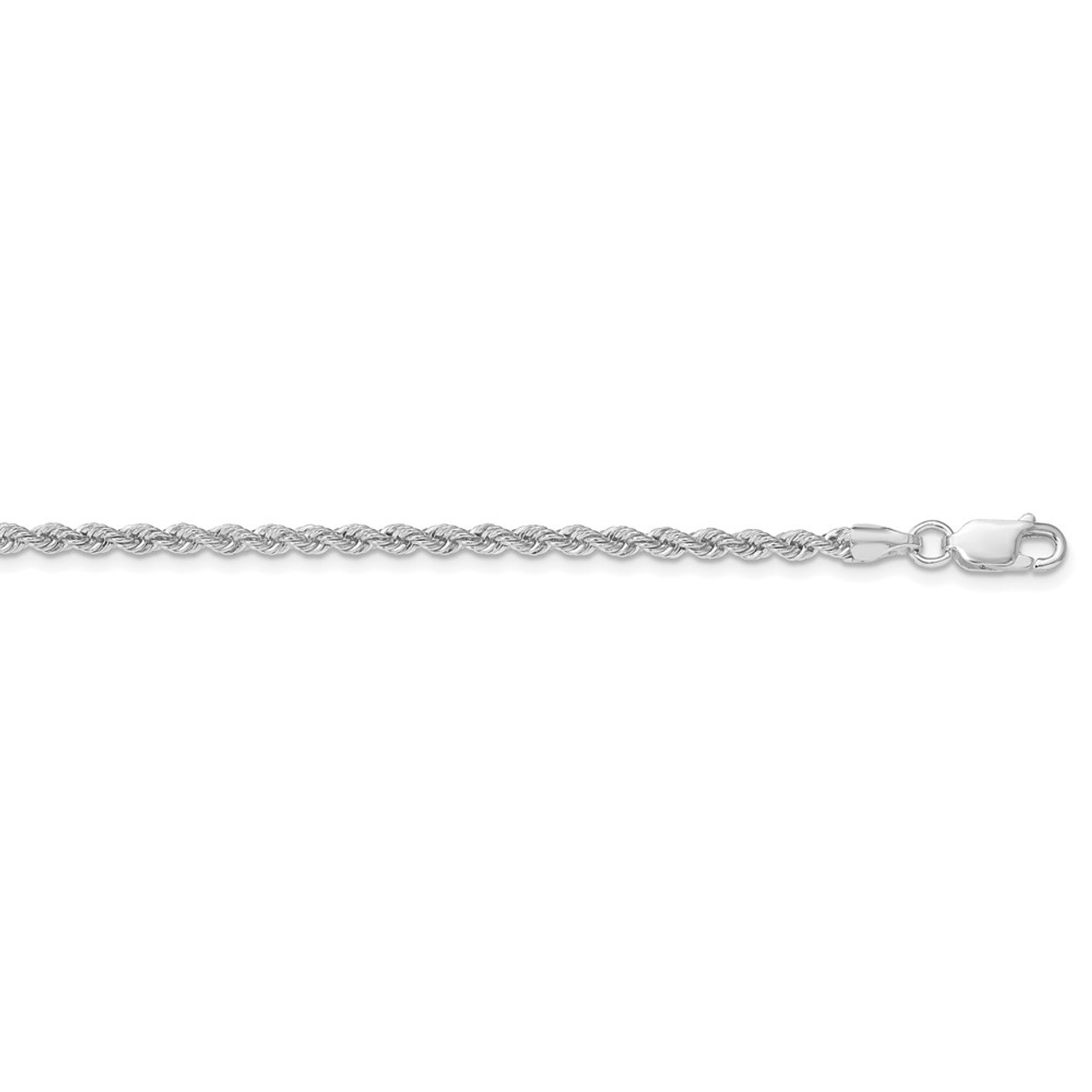 Rope Chain Necklace Sterling Silver Diamond Cut White Gold Look
