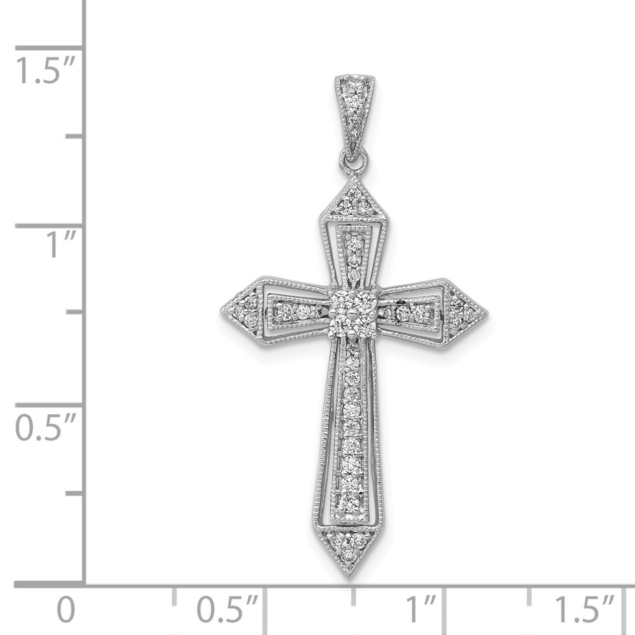 14k White Gold 1/3ctw Diamond Passion Cross Pendant - Wellness