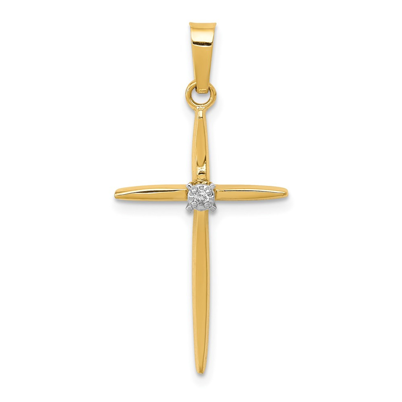 14k Yellow Gold Diamond Polished Passion Cross Pendant - Wellness