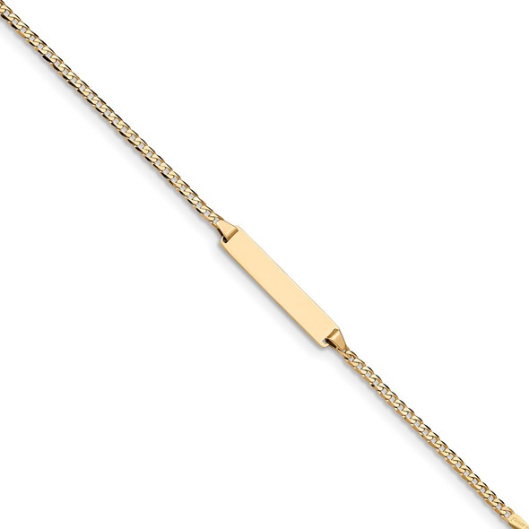 5.5" 14k Yellow Gold Flat Curb Link ID Bracelet BID103-5.5
