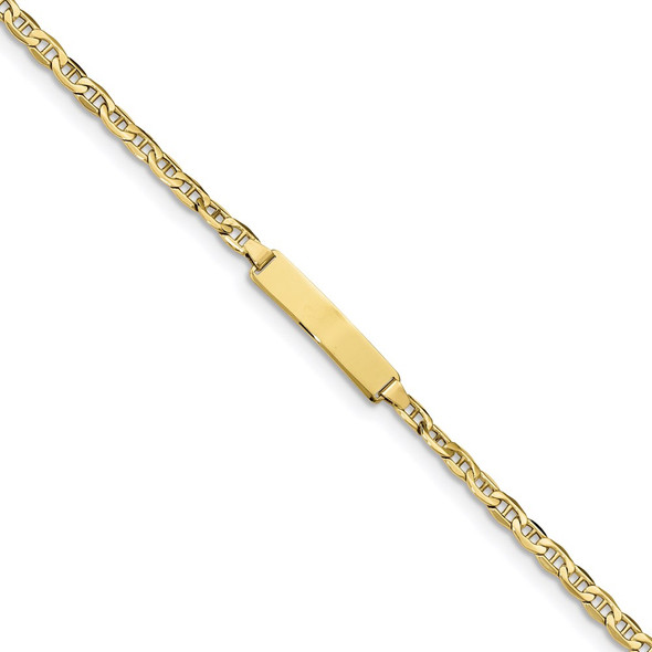 6" 10k Yellow Gold Semi-solid Anchor Link ID Bracelet