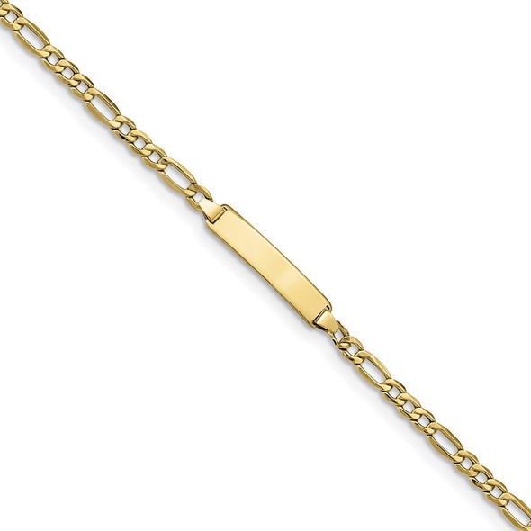 6" 10k Yellow Gold Semi-solid Figaro Link ID Bracelet 10DCID140-6