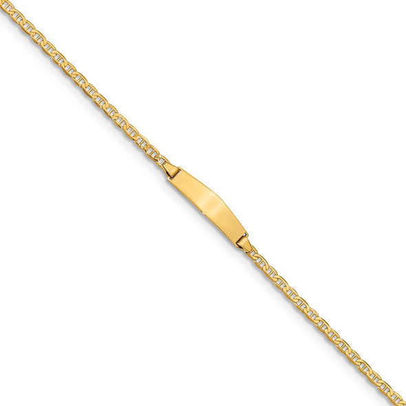 6" 14k Yellow Gold Flat Anchor Link Soft Diamond-Shape ID Bracelet