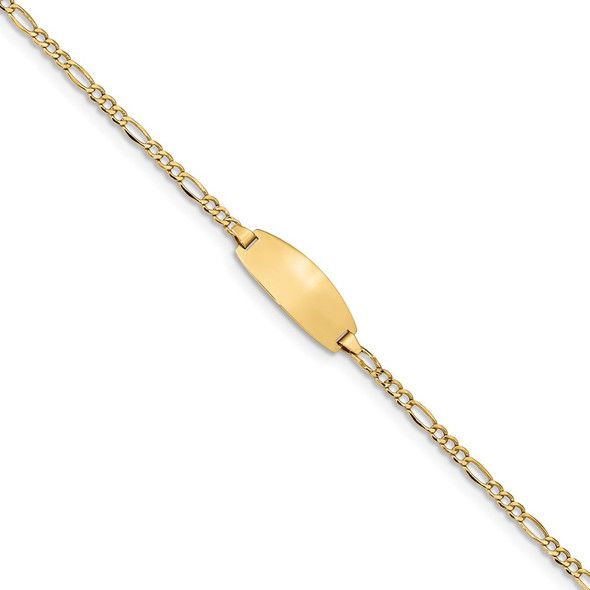 6" 14k Yellow Gold Oval ID Semi-Solid Figaro Bracelet
