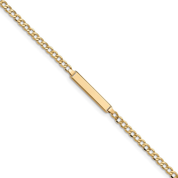 6" 14k Yellow Gold Semi-solid Cuban Link ID Bracelet