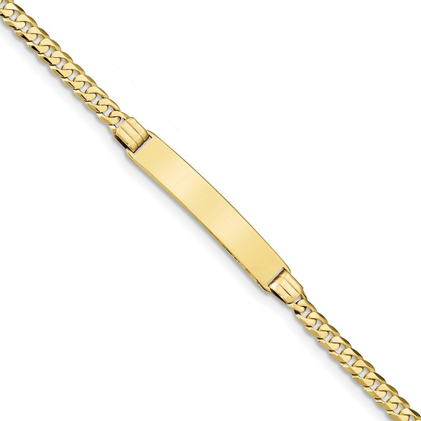 7" 10k Yellow Gold Flat Curb Link ID Bracelet 10LID62-7