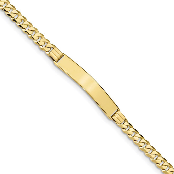 7" 10k Yellow Gold Flat Curb Link ID Bracelet 10LID63-7