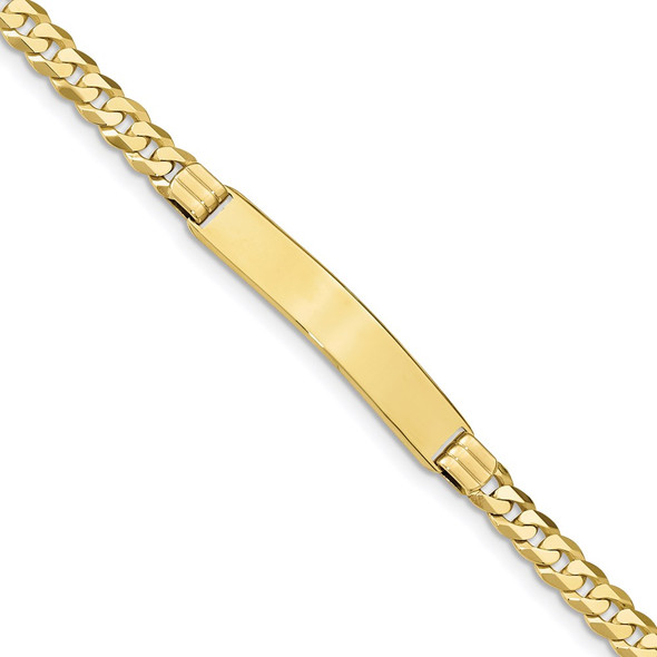 7" 10k Yellow Gold Flat Curb Link ID Bracelet 10LID64-7