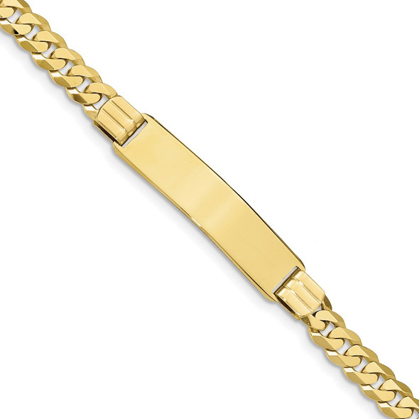 7" 10k Yellow Gold Flat Curb Link ID Bracelet 10LID65-7