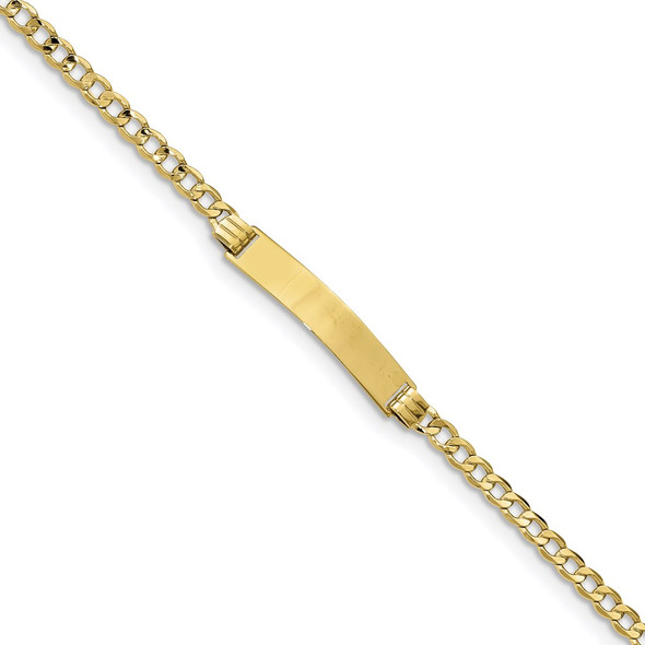 7" 10k Yellow Gold Semi-solid Curb Link ID Bracelet 10DCID106-7