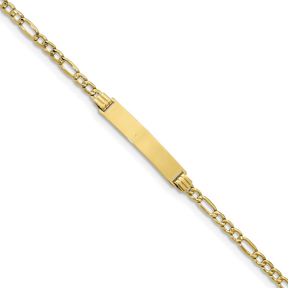 7" 10k Yellow Gold Semi-solid Figaro Link ID Bracelet 10DCID107-7
